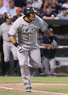 Cabrera with the New York Yankees in 2009 Melky Cabrera 2009.jpg