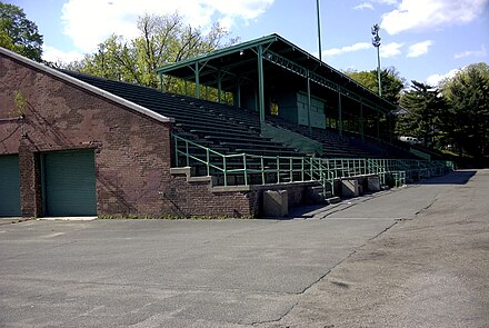 The grandstand at Memorial Field. The aging structure was finally demolished in May 2018.