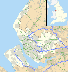 Mapa konturowa Merseyside, na dole znajduje się punkt z opisem „Belle Vale”