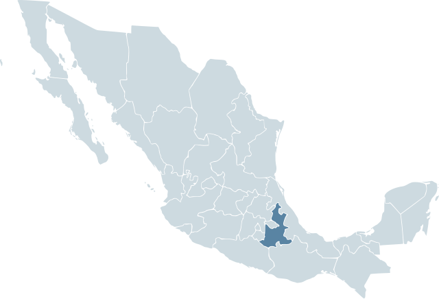 Geografski položaj Puebla v Mehiki