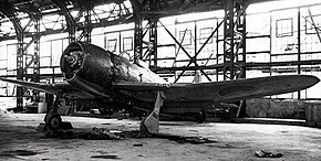 終戦後に米軍によって撮影されたA7M2試作3号機。プロペラは武装解除のため外されている。