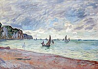 Fishing Boats by the Beach and the Cliffs of Pourville Monet w786.jpg