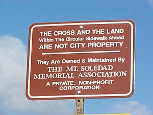 Sign at the entrance to Mount Soledad MountSoledadSign.jpg