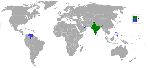 Map of Mr. International -winning countries. Mr. International (Indian version).png