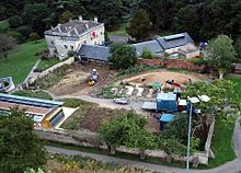 Kite aerial photograph of the restoration of the walled garden at the Museum in the Park. Museum in the Park, Stroud.jpg