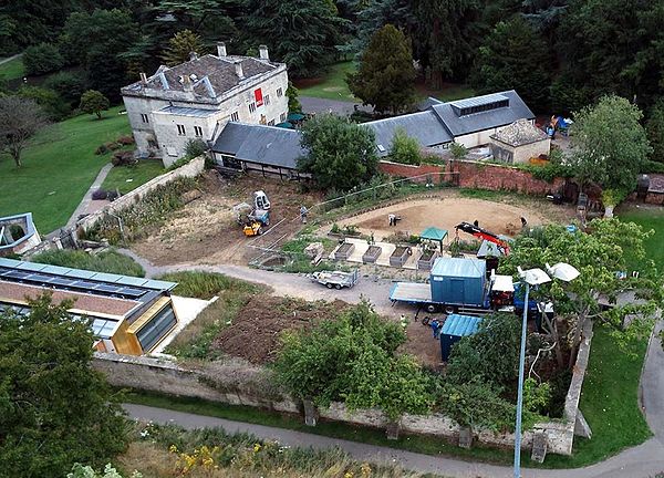 Kite aerial photograph of the restoration of the walled garden at the Museum in the Park.