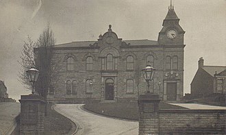 Early photograph of New Mills Town Hall New Mills Town Hall C19.jpg