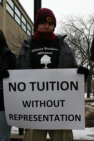 No tuition without representation Shimer College.jpg