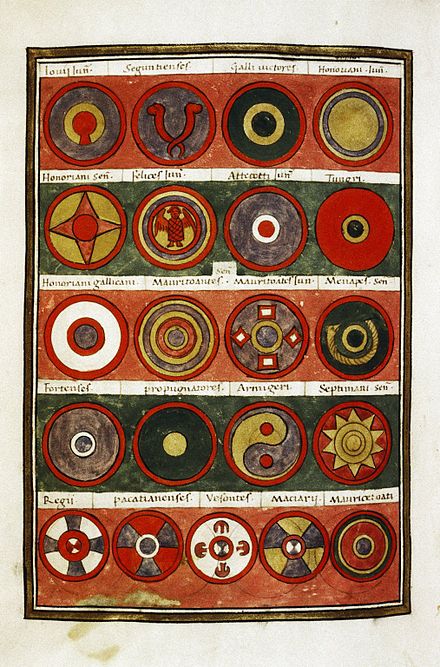 Shield pattern of the armigeri defensores seniores (4th row, third from left)[6][7][8] Bodleian Library, Oxford.