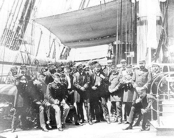 Officers and men of USS Colorado during the Korean Expedition in 1871.