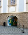 Čeština: Graffiti v průchodu domem Denisova 30, Olomouc. English: Graffiti in Olomouc, Moravia, Czech Republic.