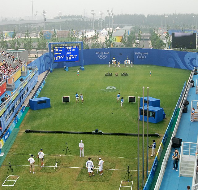 The Olympic Green Archery Field, where the event took place, during the 2008 Summer Olympics.