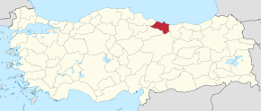 Poziția provinciei Ordu în Turcia