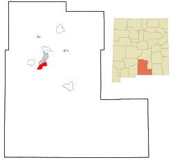 Otero County New Mexico Incorporated and Unincorporated areas Boles Acres Highlighted.svg