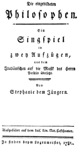 Paisiello - Gli astrologi immaginari - Die eingebildeten Philosophen - title page of the libretto, Vienna 1781.png