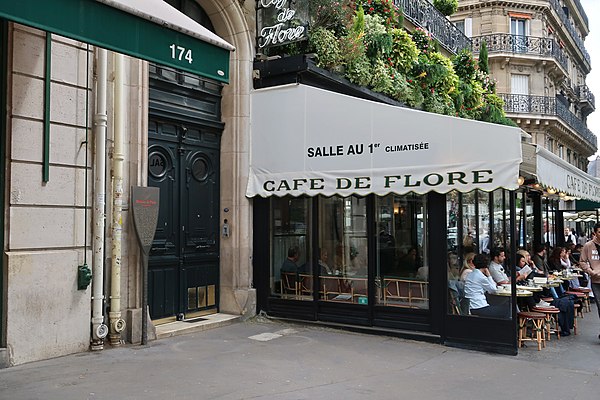 Café de Flore, boulevard Saint-Germain, Paris, May 2019 – Here in the large upstairs heated room (SALLE AU 1er – CLIMATISÉE) in 1952 Baldwin worked on