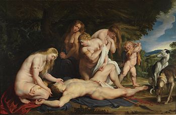 The Death of Adonis (c. 1614) by Rubens Peter Paul Rubens, The Death of Adonis, ca. 1614. The Israel Museum, Jerusalem.jpg