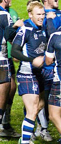 Wallace playing for Scotland at the 2013 RLWC Peter Wallace Scotland.jpg