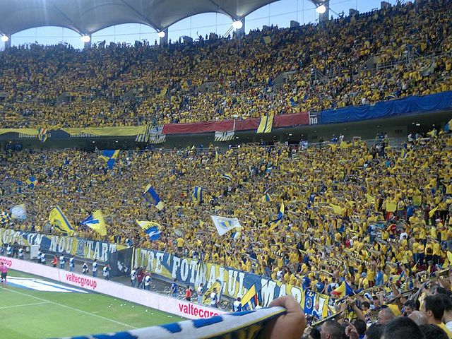 Petrolul fans at the 2013 Romanian Cup Final in Bucharest