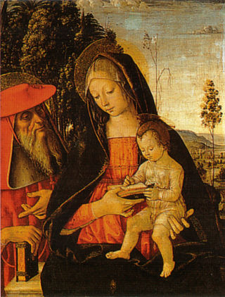 <i>Madonna and Child with St Jerome</i> Painting by Pinturicchio