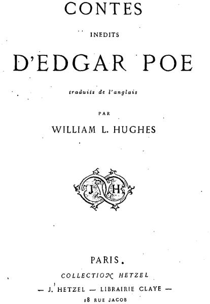 File:Poe - Contes inédits traduction William L. Hughes, Hetzel.djvu