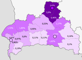 Polacos en la provincia     >5%     2–5%     1–2%     0.5–1%     <0.5%