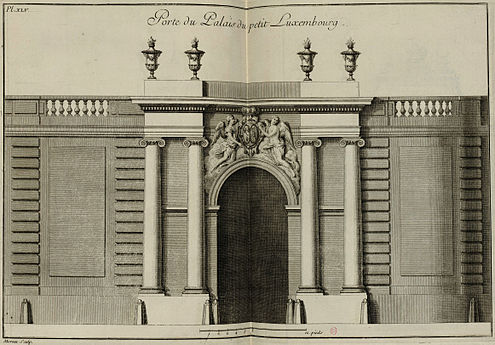 Coach entrance on the rue de Vaugirard from Boffrand's Livre d'architecture, 1745[6]