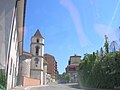 Campanile della chiesa di San Rocco visto dalla distanza.