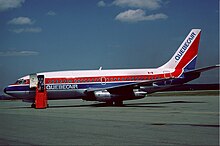 Boeing 737-200 at Wabush Airport in 1985.