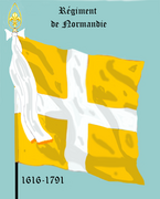 Drapeau du régiment de Normandie créé en 1616 à partir des bandes de Normandie.