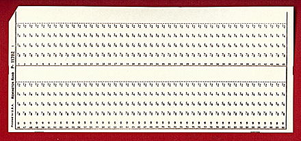 A blank Remington Rand UNIVAC format card. Card courtesy of MIT Museum.