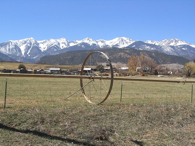 Salida, Colorado with Sangre de Cristo Range in background