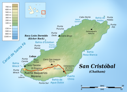 Carte topographique de San Cristóbal.
