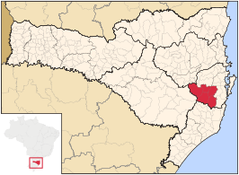 Ligging van de Braziliaanse microregio Tabuleiro in Santa Catarina