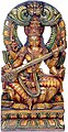 Saraswati; escultura de fusta