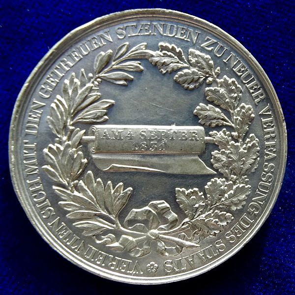 Pewter Medal of the new constitution, reverse.