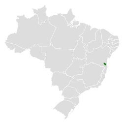 Distribución geográfica del churrín bahiano.