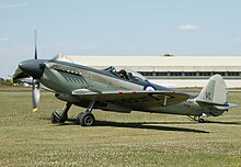 Preserved Seafire SX336 F Mk XVII taxis at the Cotswold Air Show, 2010 Seafire 105-sx336 before display at cotswoldairshow 2010 arp.jpg