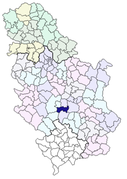 Locatie van de gemeente Aleksandrovac in Servië