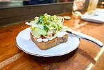 Thumbnail for File:Shrimp Toast, housemade brioche, fresno jam, celery ($15) (27653685997).jpg