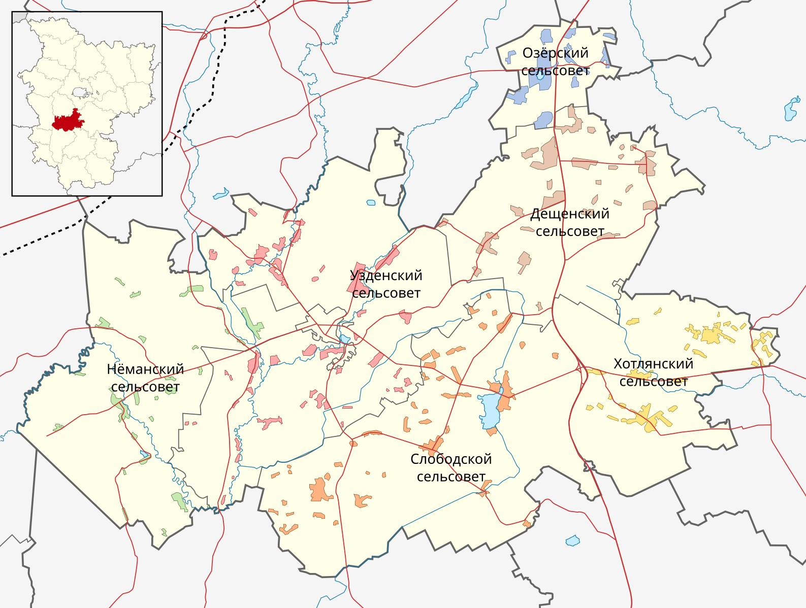 Карта столбцовского района подробная