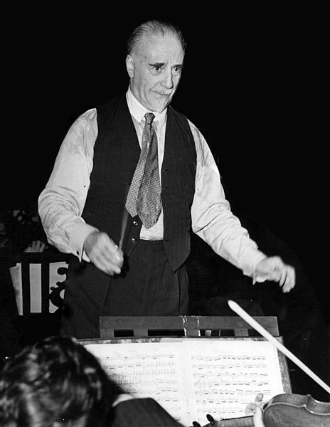 Sir Thomas Beecham, conductor of the Philharmonia's first concert in 1945 (image from 1948)