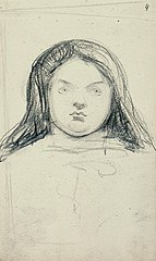 Portret van een jonge vrouw met loshangend haar