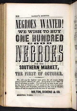 <span class="mw-page-title-main">Bolton, Dickens & Co.</span> American slave-trading business