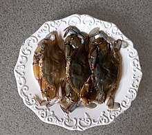 Three soft-shell crabs, ready for preparation, and cooking Softshell crab are- in-season.jpg