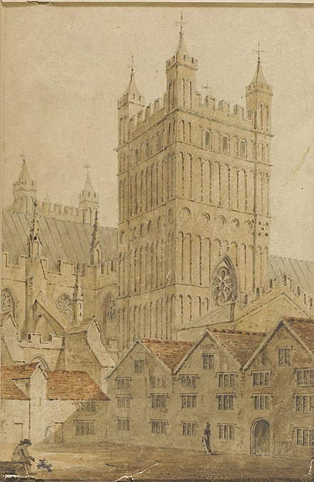 ‘South Tower of Exeter Cathedral’, attributed to W. Davey, about 1800-1830