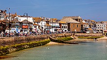 The harbourfront in summer St Ives Cornwall Harbour promenade.jpg