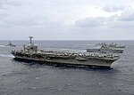Starboard bow view of USS George Washington (CVN-73) in formation with Japanese and American ships during ANNUALEX 2008 081119-N-8842M-182.jpg