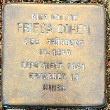 Stolperstein für Frieda Cohen an der Rüdesheimer Straße 37 in Bremen