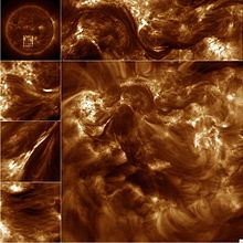 Images of the Sun's million degree corona, including images of the magnetic braids (left hand side). Sun-corona-magnetic-braids.jpg